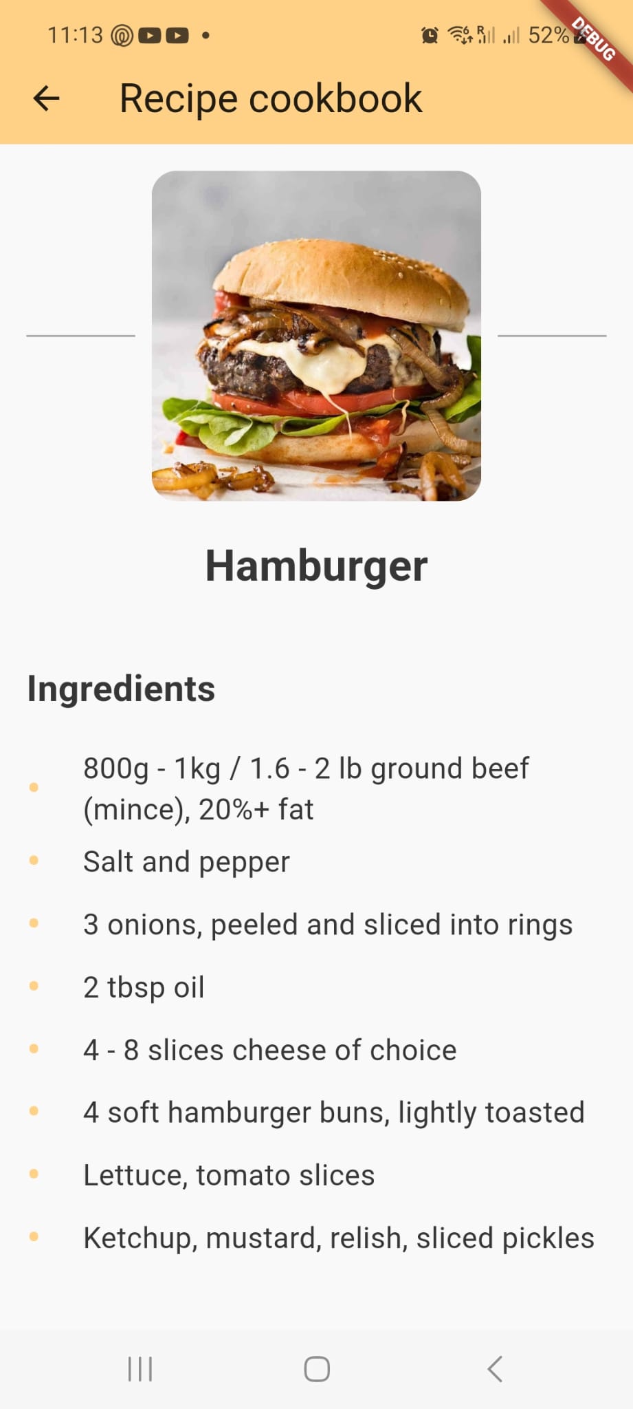 hamburger recipe page