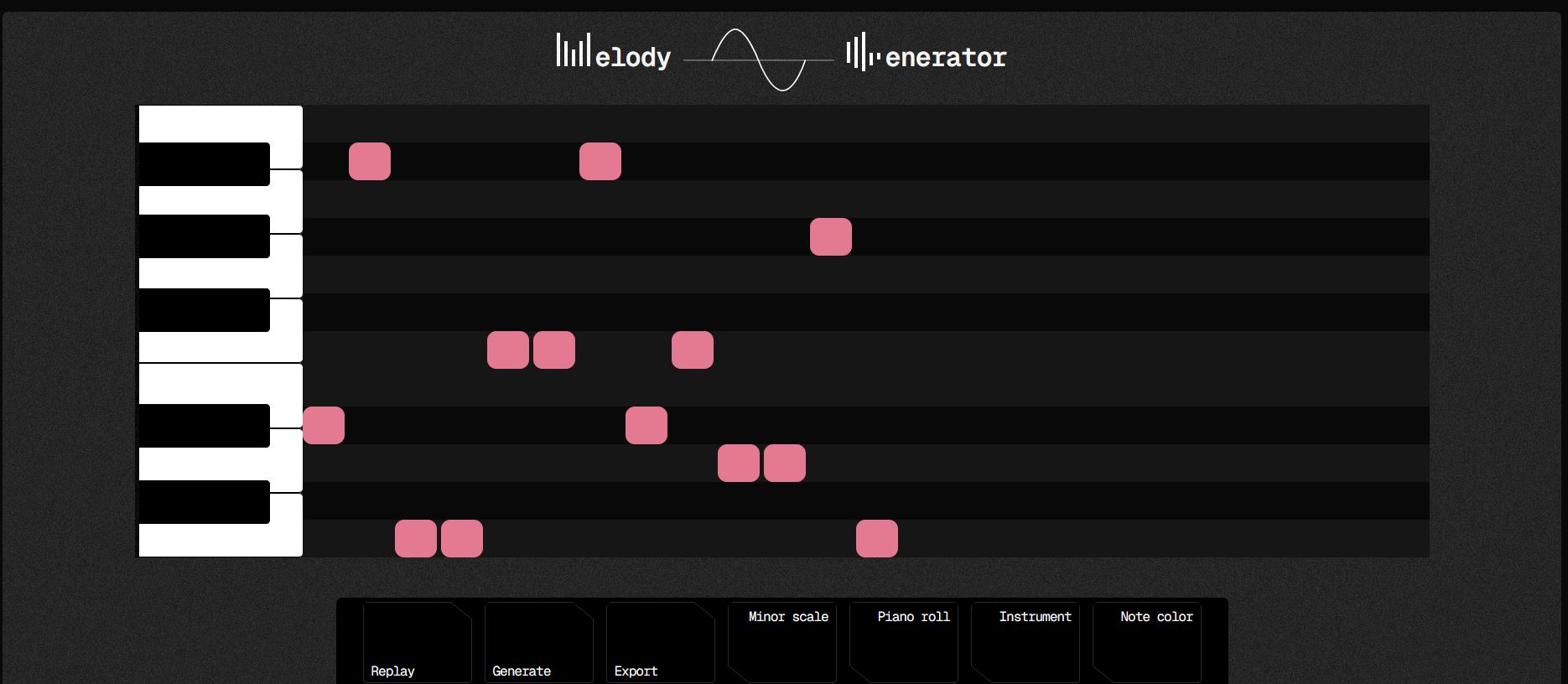 Melody generator piano roll